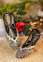 Women Black and Gold Embellished Mojaris