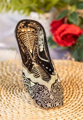 Women Black and Gold Embellished Mojaris