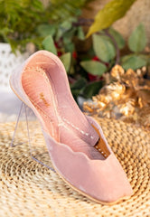 Women Pink Velvet Plain Mojari