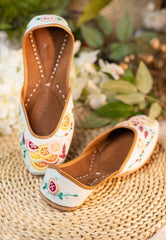 Women Fruit Punch Multicolor Embellished Mojaris