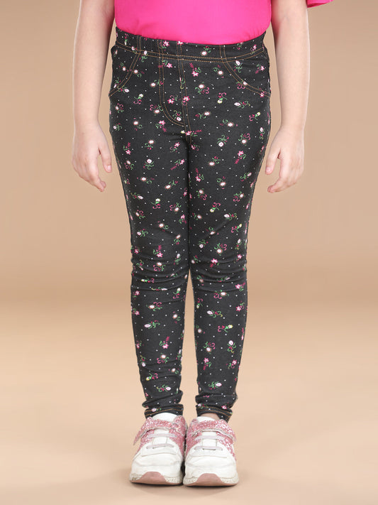 Girls Cotton Floral Printed Jegging