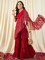 Crop Top with Sharara and frill Dupatta