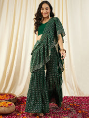 Crop Top with Sharara and frill Dupatta