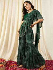 Crop Top with Sharara and frill Dupatta