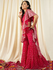 Crop Top with Sharara and frill Dupatta