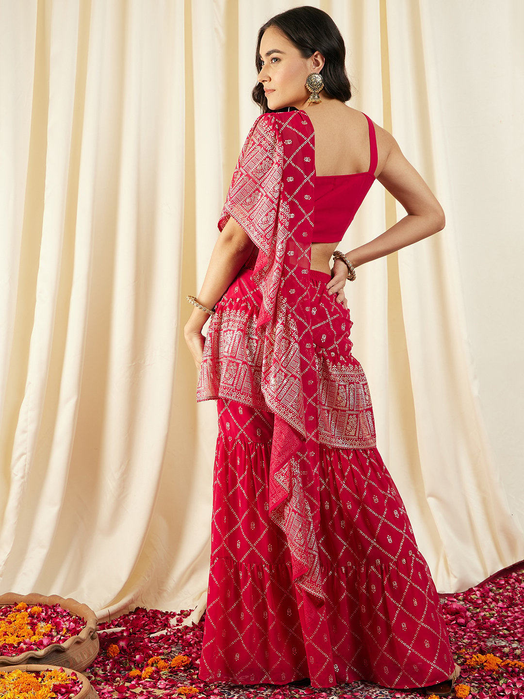 Crop Top with Sharara and frill Dupatta