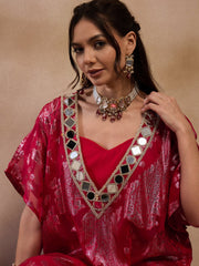 Kaftan with pants in Red Color