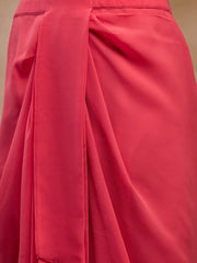 Crop Top with Draped Skirt And Cape in Coral Color