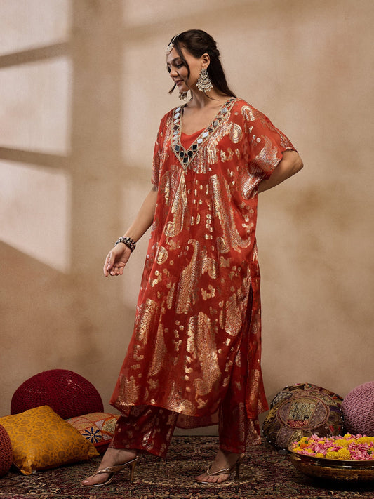 Kaftan with pants in Rust Color