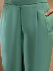 Jacket with crop top and pants in Sea Green Color