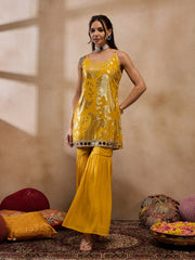 Kurta With Sharara in Yellow Color