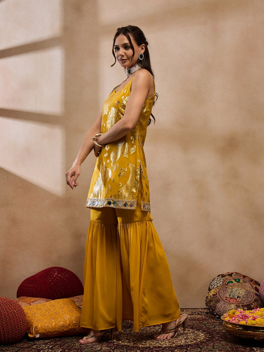 Kurta With Sharara in Yellow Color