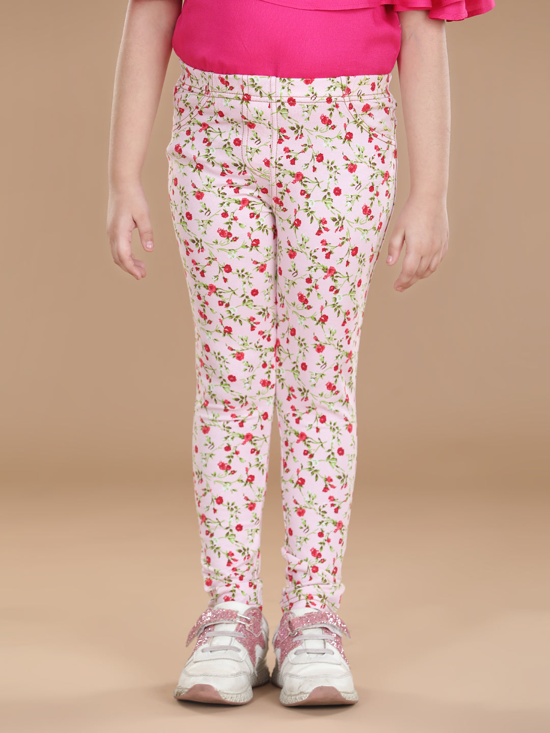 Girls Cotton Floral Printed Jegging