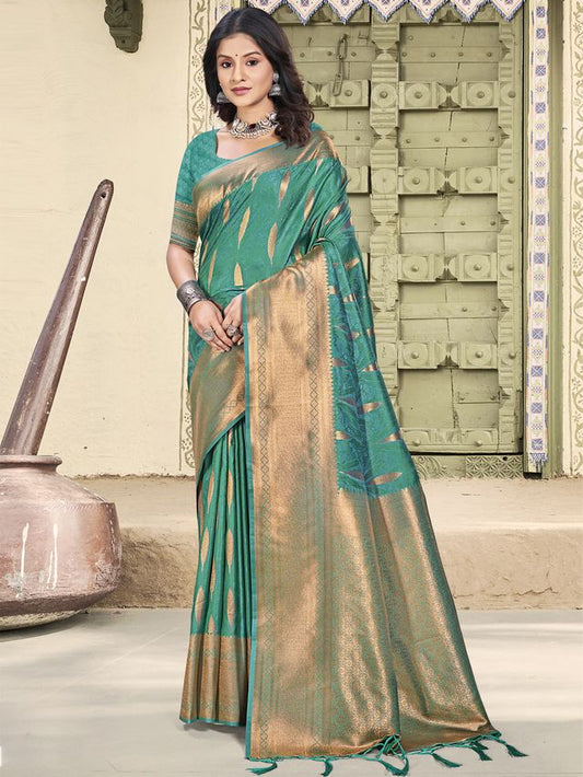 Sangam Prints Silk Woven Work Festival Tassle Saree