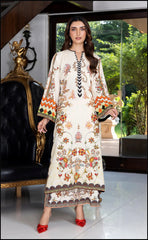 Cream colour lawn print kurta set