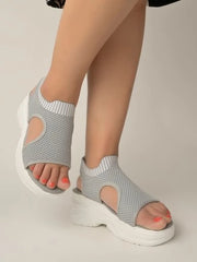 Lightweight Comfortable Daily Wear & Trendy Flatforms Grey Sandals for Women & Girls