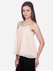 Women's Beige embellished Strap Top