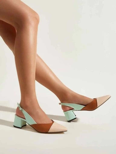 Colorblock Chunky Slingback Pumps