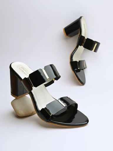 Womens & Girls Black Solid Heels