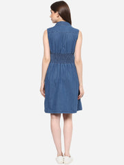 Women's Denim Fit and Flare Zip Dress