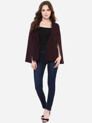 Women's Maroon Georgette Cape Coat