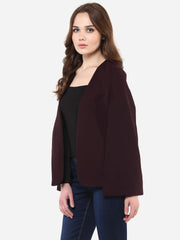 Women's Maroon Georgette Cape Coat