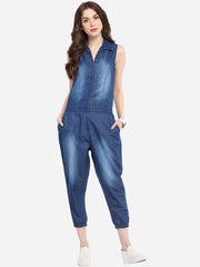 Women's Denim Monkey Wash Jumpsuit