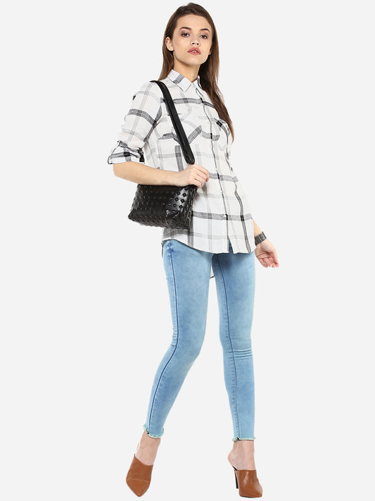 Women's Black and White Check Shirt