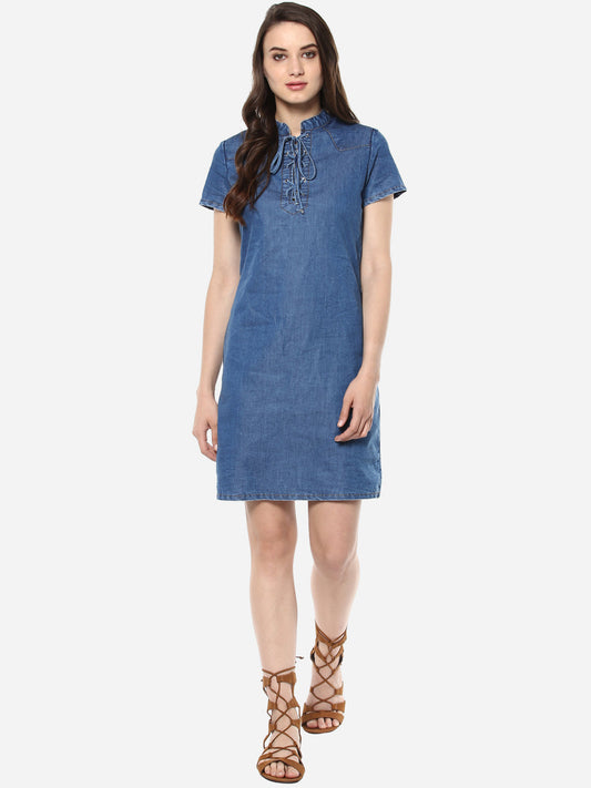 Women's Denim Lace Up Dress