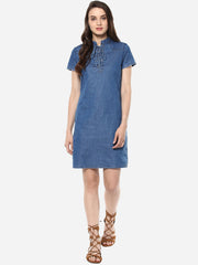 Women's Denim Lace Up Dress