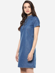 Women's Denim Lace Up Dress