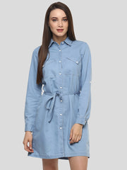 Women's Denim Stylish Triangular Pocket Style Dress