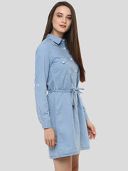 Women's Denim Stylish Triangular Pocket Style Dress