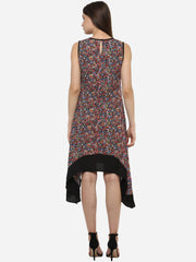 Women's Umberella Cut Asymmetric Floral Dress