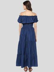 Women's Denim Peasant Styled Maxi Dress