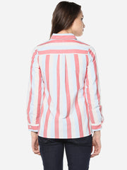 Women's Cotton Horizontal and Vertical Striped Shirt