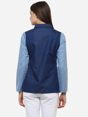 Women's Denim Light and Dark Blue Patch Shirt