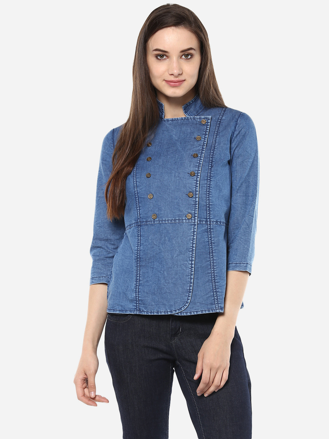 Women's Denim Double Breast Top