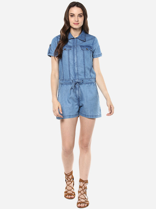 Women's Washed Denim Playsuit/ Jumpsuit