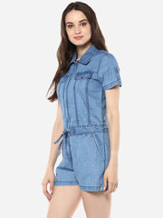 Women's Washed Denim Playsuit/ Jumpsuit