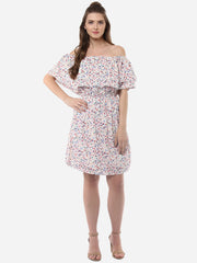 Women's Offshoulder Heart Print Rayon Dress