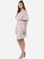 Women's Offshoulder Heart Print Rayon Dress