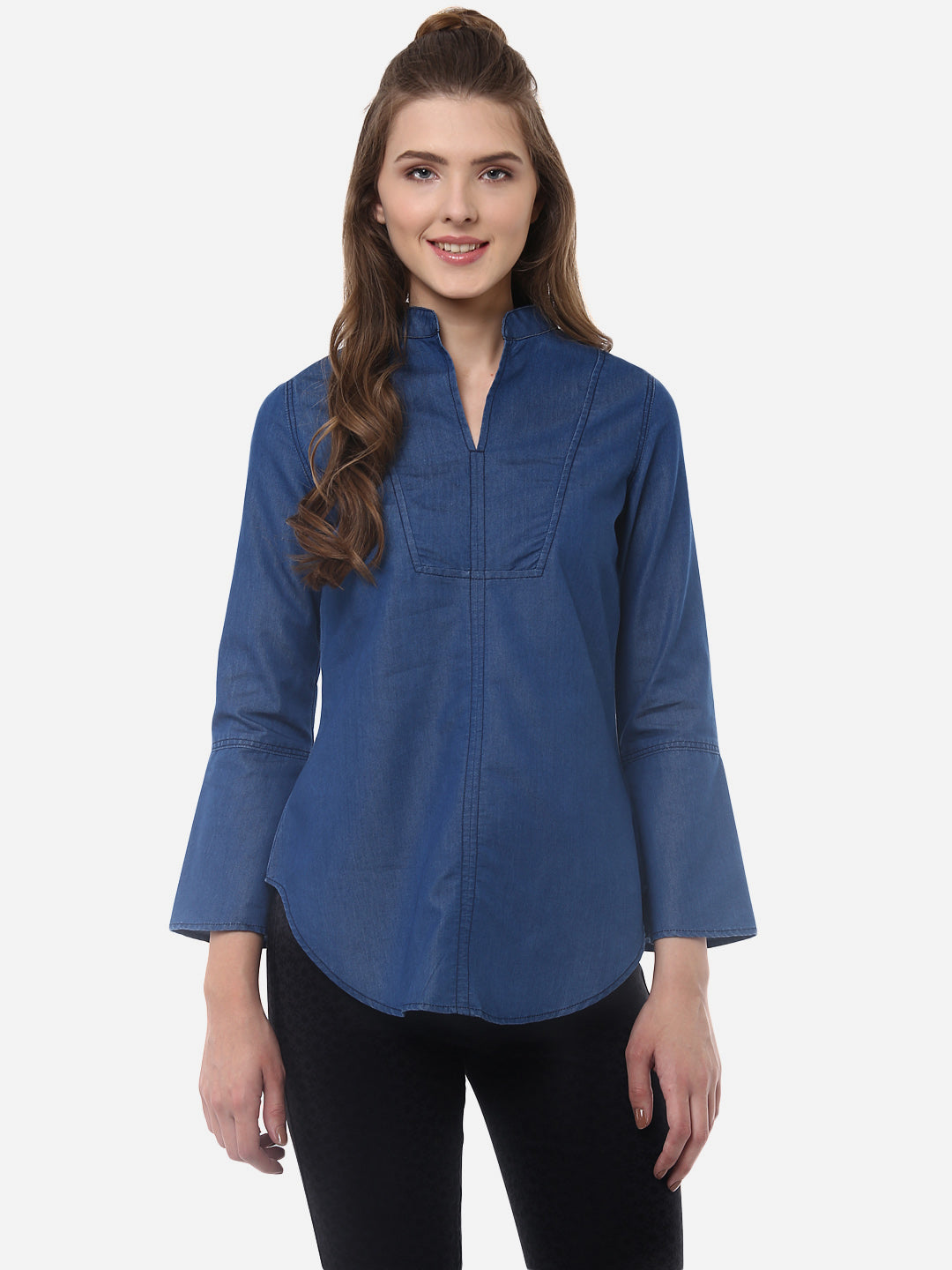 Women's Denim Kurta with bell Sleeves