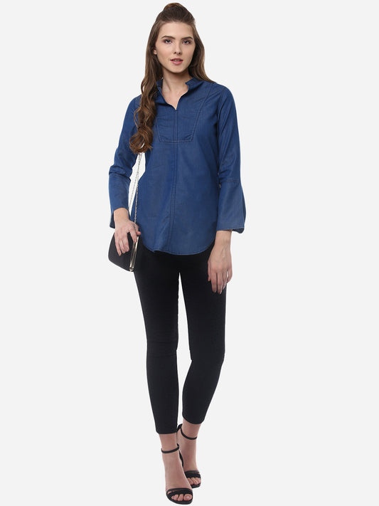 Women's Denim Kurta with bell Sleeves