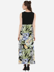 Women's Long Maxi Dress with Tropical Print