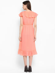 Women's Neon Pink Cascade Ruffled Dress