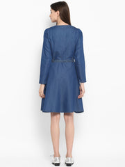 Women's Denim Dress with Shoulder Placket detail