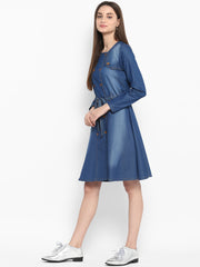 Women's Denim Dress with Shoulder Placket detail