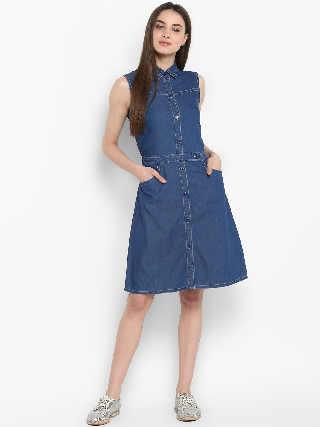 Women's Denim Dress with front  Button details