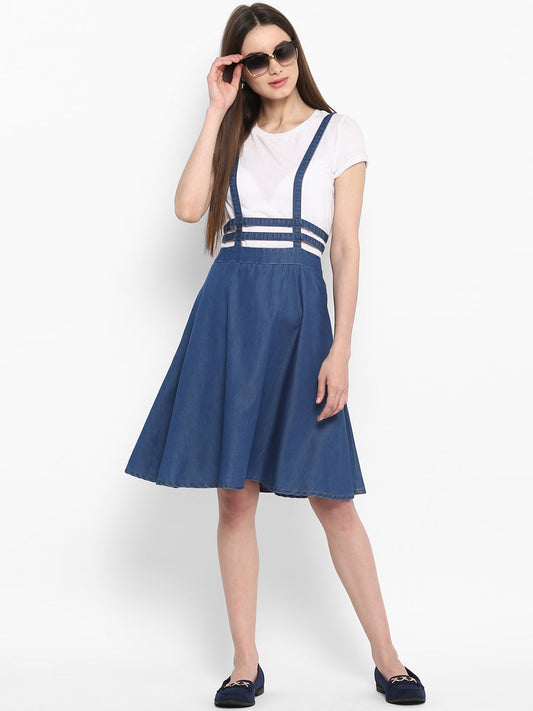 Women's Denim Dress with Thin Strap Detail